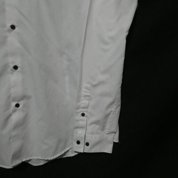 H&M | large | Slim Fit | White Long Sleeve Dress Shirt | Black Buttons - Picture 8 of 14